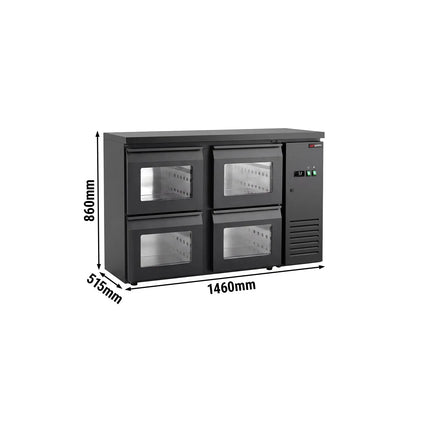 GGM Gastro Commercial Back Bar Cooler ECO – 1460 mm – with 4 Glass Drawers – with RGB LED Lighting