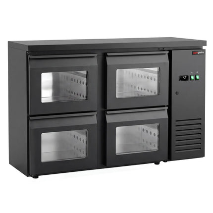 GGM Gastro Commercial Back Bar Cooler ECO – 1460 mm – with 4 Glass Drawers – with RGB LED Lighting