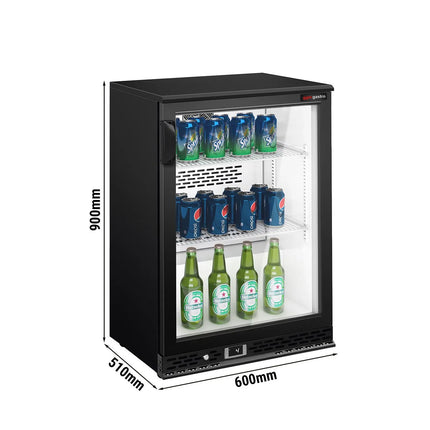 GGM Gastro Commercial Back Bar Cooler PREMIUM PLUS - 600mm - 125L - with 1 glass hinged door - Black