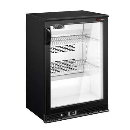 GGM Gastro Commercial Back Bar Cooler PREMIUM PLUS - 600mm - 125L - with 1 glass hinged door - Black