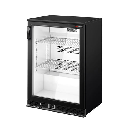 GGM Gastro Commercial Back Bar Cooler PREMIUM PLUS - 600mm - 125L - with 1 glass hinged door - Black
