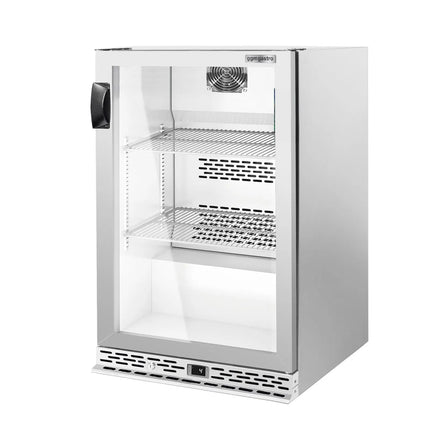 GGM Gastro Commercial Back Bar Cooler PREMIUM PLUS - 600mm - 125L - with 1 glass hinged door - Stainless steel