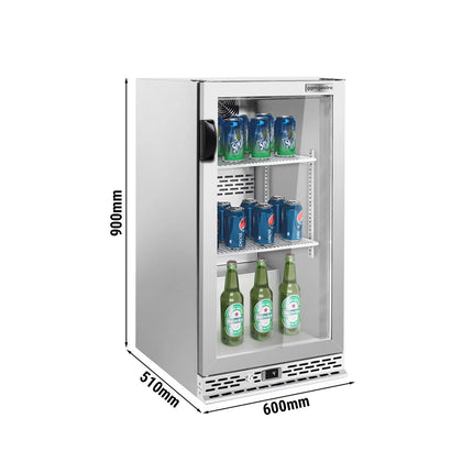 GGM Gastro Commercial Back Bar Cooler PREMIUM PLUS - 600mm - 140L - with 1 glass hinged door - Stainless steel