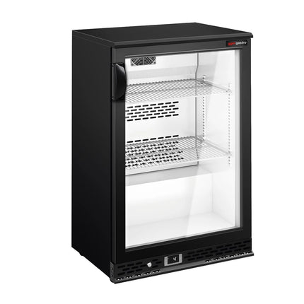 GGM Gastro Commercial Back Bar Cooler PREMIUM PLUS - 600mm - 140L - with 1 glass hinged door - Black