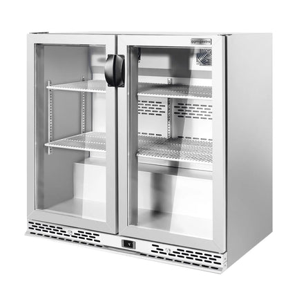 GGM Gastro Commercial Back Bar Cooler PREMIUM PLUS - 900mm - 220L - with 2 glass hinged doors - Black