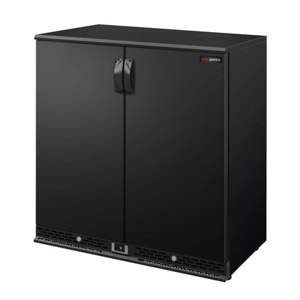 GGM Gastro Commercial Back Bar Cooler PREMIUM PLUS - 900mm - 220L - with 2 solid doors - Black