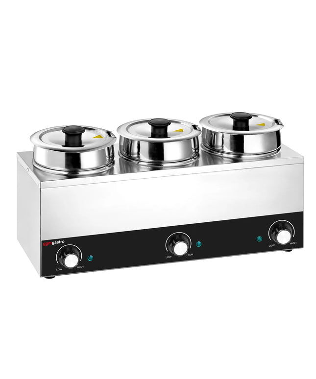 GGM Gastro Commercial Bain Marie Soup & Sauce Warmer  - 10.5L - 450W - 3 Pots x 3.5L