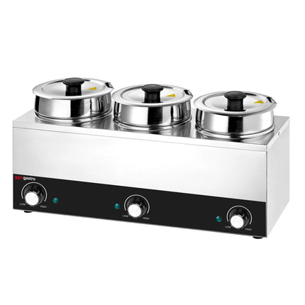 GGM Gastro Commercial Bain Marie Soup & Sauce Warmer  - 10.5L - 450W - 3 Pots x 3.5L