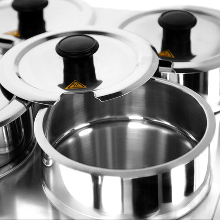 GGM Gastro Commercial Bain Marie Soup & Sauce Warmer - Wet Heat - 14L - 600W - 4 Round Pots with each 3,5L