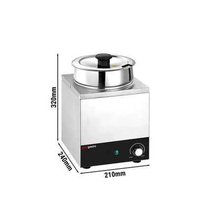 GGM Gastro Commercial Bain Marie Soup & Sauce Warmer - Wet Heat - 3,5L - 200W - 1 Round Pot with 3,5L