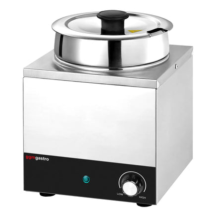 GGM Gastro Commercial Bain Marie Soup & Sauce Warmer - Wet Heat - 6,5L - 200W - 1 Round Pot with 6,5L