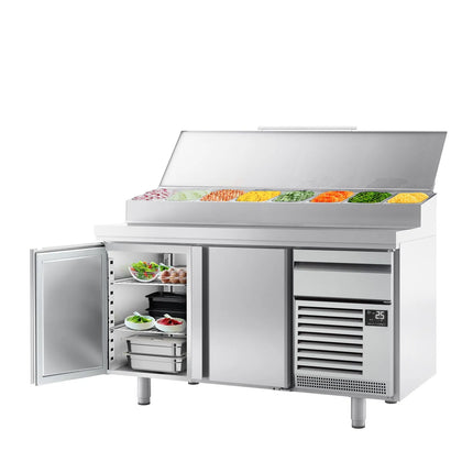 GGM Gastro Commercial Bakery Counter Fridge - 1618x800mm - with 2 Doors & 1 Drawer - EN 600x400 - for 9x GN 1/3