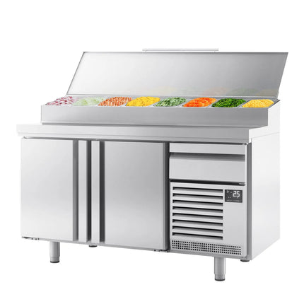 GGM Gastro Commercial Bakery Counter Fridge - 1618x800mm - with 2 Doors & 1 Drawer - EN 600x400 - for 9x GN 1/3