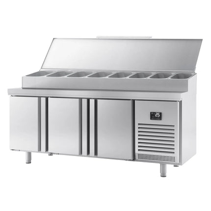 GGM Gastro Commercial Bakery Counter Fridge - 2185x800mm - 3 Doors - EN 600x400 - topper for 13x GN 1/4