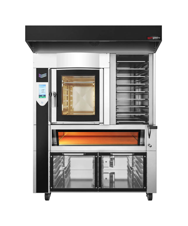 GGM Gastro Commercial Bakery-Electric Combi Oven - Touchscreen Controls - 6x 600x400mm (EN 60x40) - with Prover Cabinet - incl. Rack for Proofing Cabinet - 12x EN 60x40