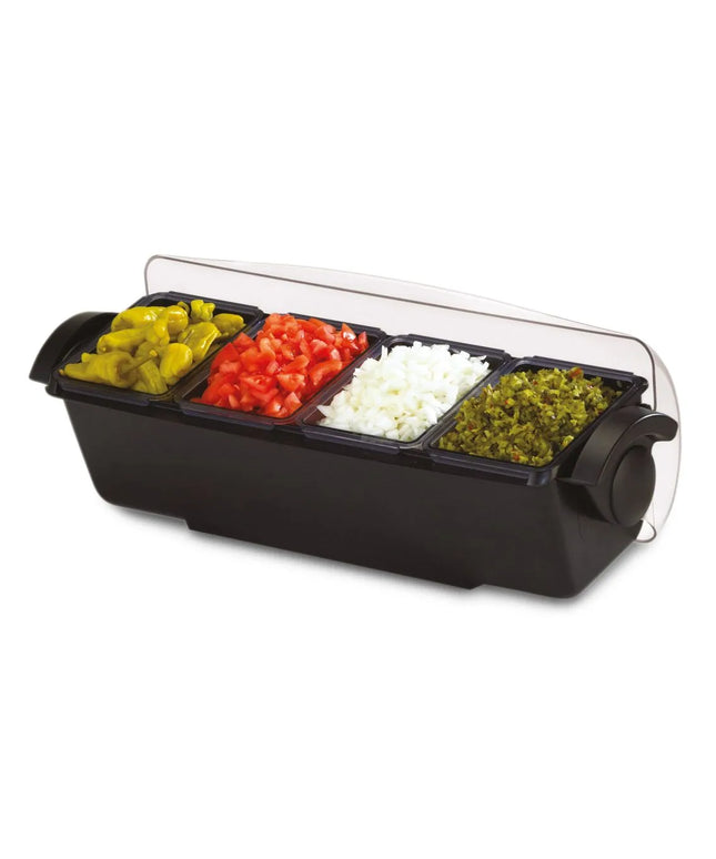 GGM Gastro Commercial Bar Condiment Holder - 4 large compartments - 6.6L - with lid