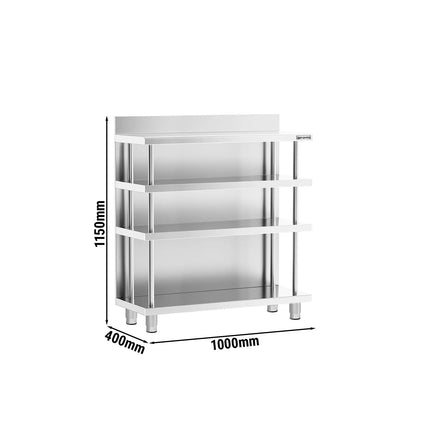 GGM Gastro Commercial Bar Work-Table - Stainless Steel - 1000x400mm - with 4 shelves
