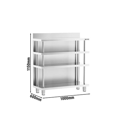 GGM Gastro Commercial Bar Work-Table - Stainless Steel - 1000x600mm - with 4 shelves