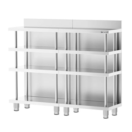 GGM Gastro Commercial Bar Work-Table - Stainless Steel - 1200x400mm - with 4 shelves