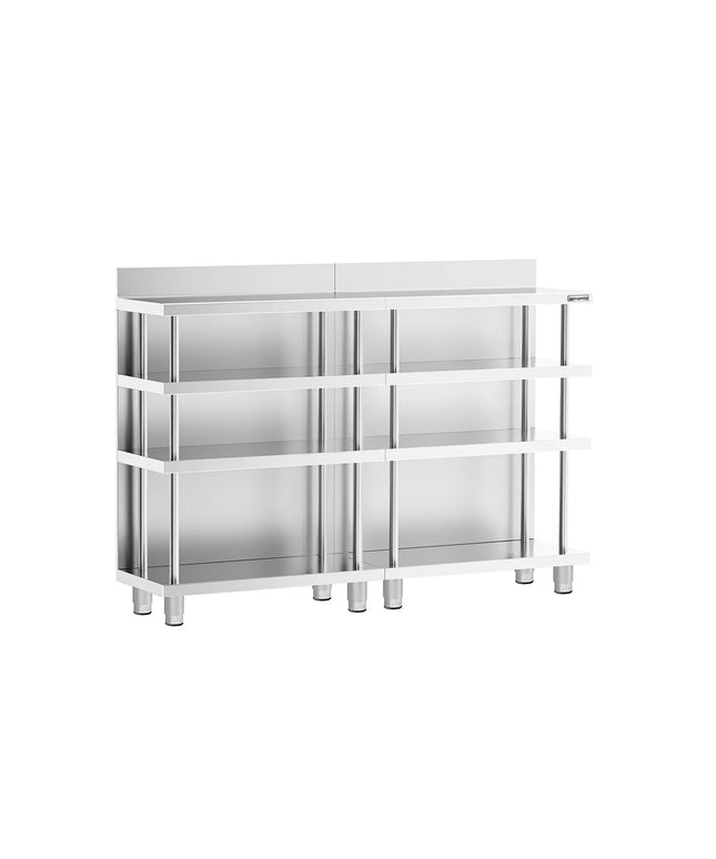 GGM Gastro Commercial Bar Work-Table - Stainless Steel - 1600x400mm - with 4 shelves