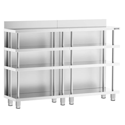 GGM Gastro Commercial Bar Work-Table - Stainless Steel - 1600x400mm - with 4 shelves