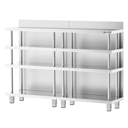 GGM Gastro Commercial Bar Work-Table - Stainless Steel - 1600x400mm - with 4 shelves