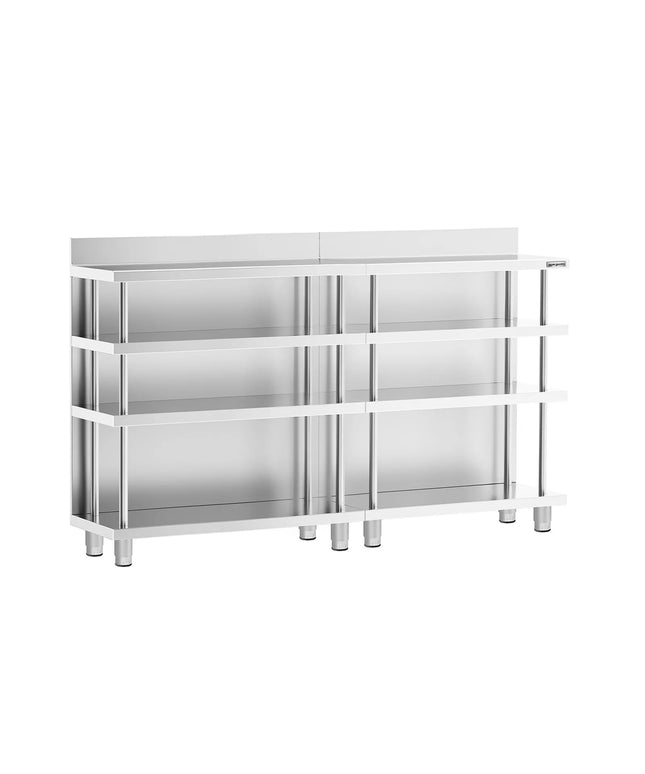 GGM Gastro Commercial Bar Work-Table - Stainless Steel - 1800x600mm - with 4 shelves