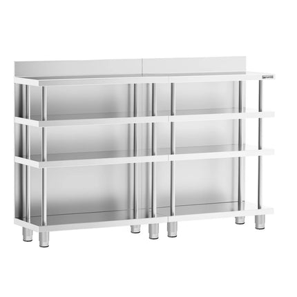 GGM Gastro Commercial Bar Work-Table - Stainless Steel - 1800x600mm - with 4 shelves