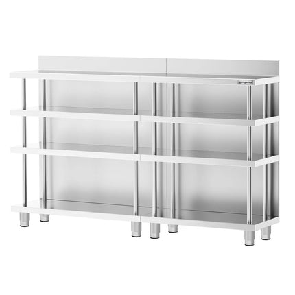 GGM Gastro Commercial Bar Work-Table - Stainless Steel - 1800x600mm - with 4 shelves