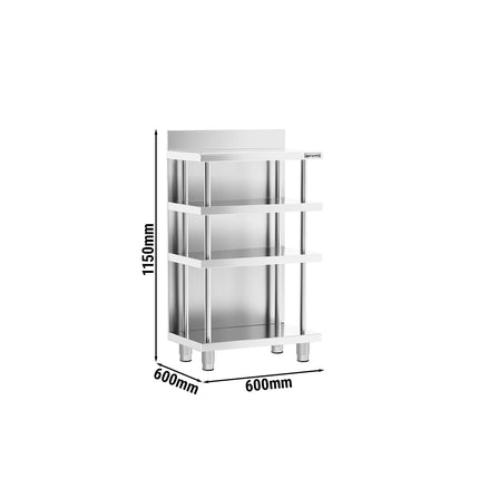 GGM Gastro Commercial Bar Work-Table - Stainless Steel - 600x600mm - with 4 shelves