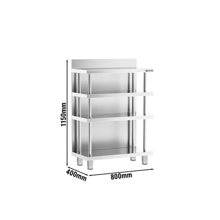 GGM Gastro Commercial Bar Work-Table - Stainless Steel - 800x400mm - with 4 shelves