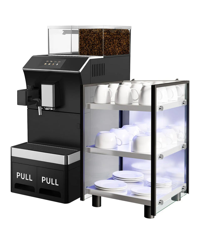 GGM Gastro Commercial Bean to Cup Coffee Machine - 16 Drink Options - 12.7 cm Touchscreen - 1 Bean Hopper - incl. Cup Warmer