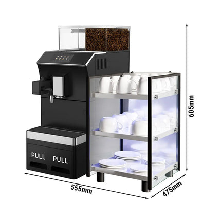 GGM Gastro Commercial Bean to Cup Coffee Machine - 16 Drink Options - 12.7 cm Touchscreen - 1 Bean Hopper - incl. Cup Warmer