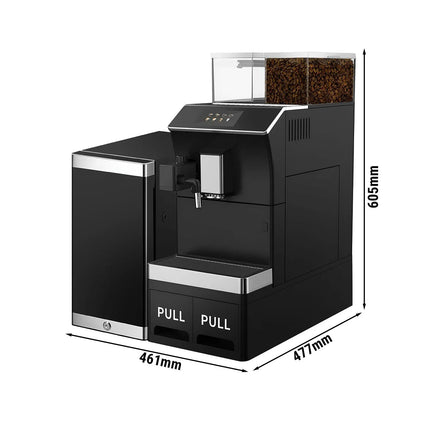 GGM Gastro Commercial Bean to Cup Coffee Machine - 16 Drink Options - 12.7 cm Touchscreen - incl. Milk Fridge