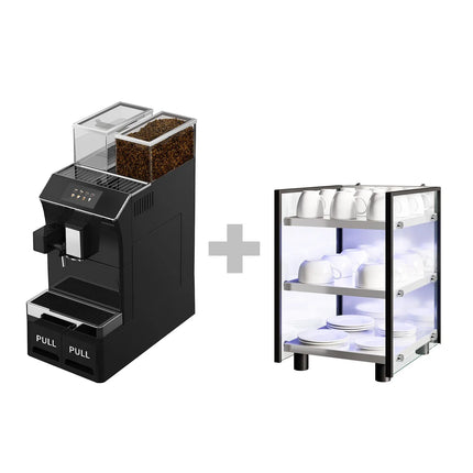 GGM Gastro Commercial Bean to Cup Coffee Machine - 16 Drink Options - 12.7 cm Touchscreen - 1 Bean Hopper - incl. Cup Warmer