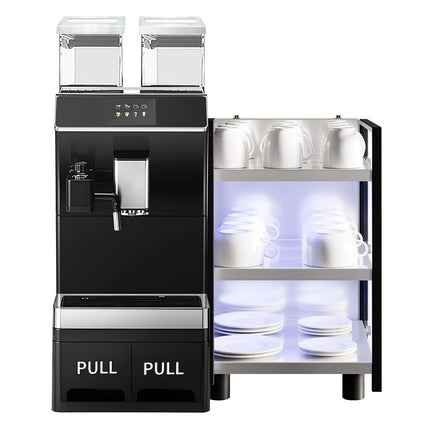 GGM Gastro Commercial Bean to Cup Coffee Machine - 16 Drink Options - 12.7 cm Touchscreen - 1 Bean Hopper - incl. Cup Warmer