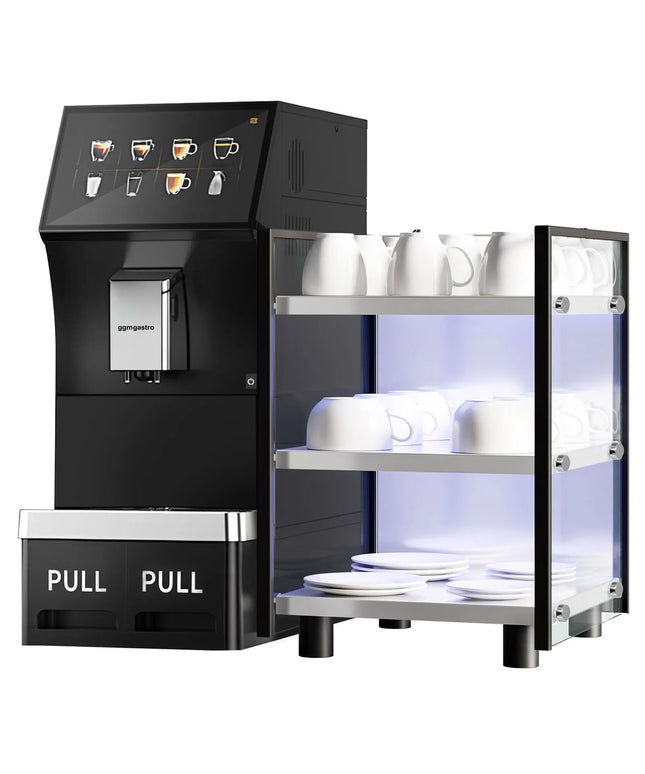GGM Gastro Commercial Bean to Cup Coffee Machine - 16 Drink Options - 25.4 cm Touchscreen - incl. Cup Warmer