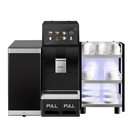 GGM Gastro Commercial Bean to Cup Coffee Machine - 16 Drink Options - 25.4 cm Touchscreen - incl. Cup Warmer & Milk Fridge
