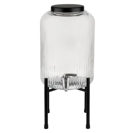 GGM Gastro Commercial Beverage Dispenser / Glass Drinks Dispenser - INDUSTRIAL - glass jar with tap & wire stand - 7 Litres - Glass - incl. wire stand