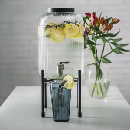 GGM Gastro Commercial Beverage Dispenser / Glass Drinks Dispenser - INDUSTRIAL - glass jar with tap & wire stand - 7 Litres - Glass - incl. wire stand