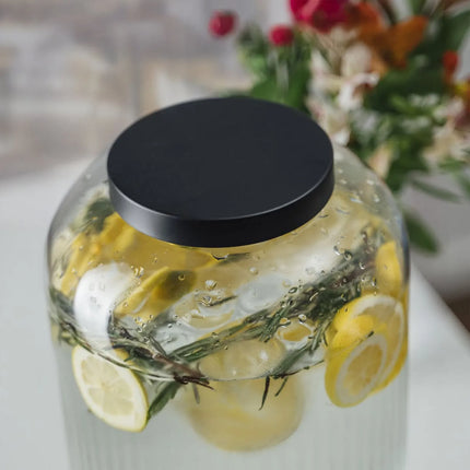 GGM Gastro Commercial Beverage Dispenser / Glass Drinks Dispenser - INDUSTRIAL - glass jar with tap & wire stand - 7 Litres - Glass - incl. wire stand