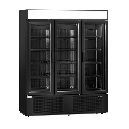 GGM Gastro Commercial Beverage Display Fridge - 1600mm - 891 Litres - with 3 hinged glass doors - Black - Temperature range 1 to 10 °C