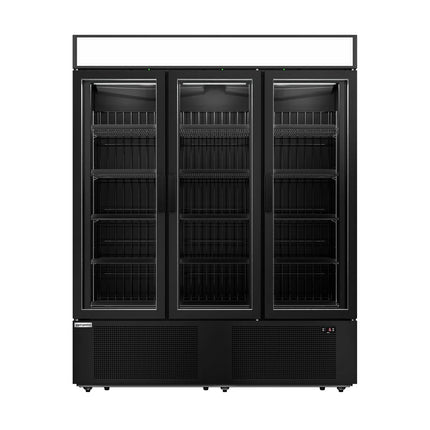 GGM Gastro Commercial Beverage Display Fridge - 1600mm - 891 Litres - with 3 hinged glass doors - Black - Temperature range 1 to 10 °C