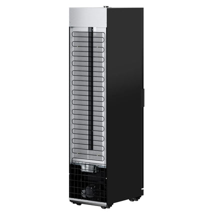 GGM Gastro Commercial Beverage Display Fridge - 500mm - 295 Litres - with 1 hinged glass door - LED lighting - Black - Temperature range 0 to 7 °C
