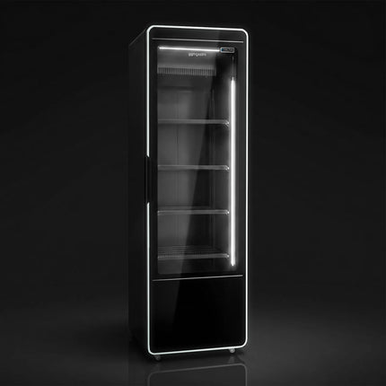 GGM Gastro Commercial Beverage Display Fridge – 560 Litres – Frameless Design – Single Glass Door with Coloured LED Lighting