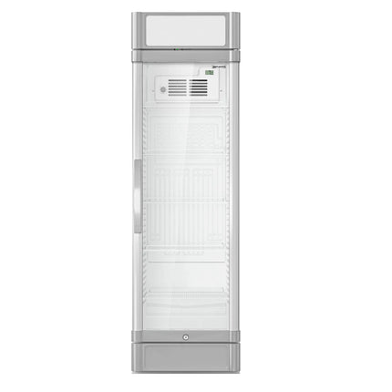 GGM Gastro Commercial Beverage Display Fridge - 595mm - 347 Litres - with 1 hinged glass door - LED lighting - Temperature range 2 to 10 °C - Grey