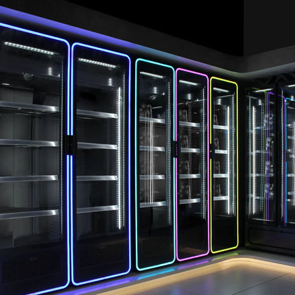 GGM Gastro Commercial Beverage Display Fridge - 670mm - 550 Litres - 1 hinged glass door - LED lighting - Temperature range 1 to 7 °C - Black