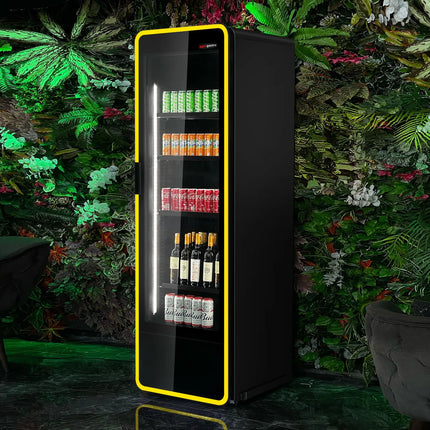 GGM Gastro Commercial Beverage Display Fridge - 670mm - 550 Litres - 1 hinged glass door - LED lighting - Temperature range 1 to 7 °C - Black