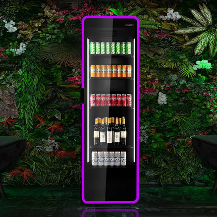 GGM Gastro Commercial Beverage Display Fridge - 670mm - 550 Litres - 1 hinged glass door - LED lighting - Temperature range 1 to 7 °C - Black