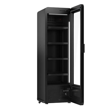GGM Gastro Commercial Beverage Display Fridge - 670mm - 550 Litres - 1 hinged glass door - LED lighting - Temperature range 1 to 7 °C - Black